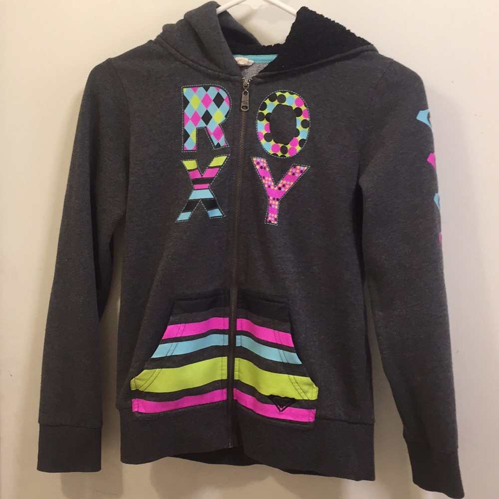 Roxy girls full zip up sheep’s fur lined hoodie